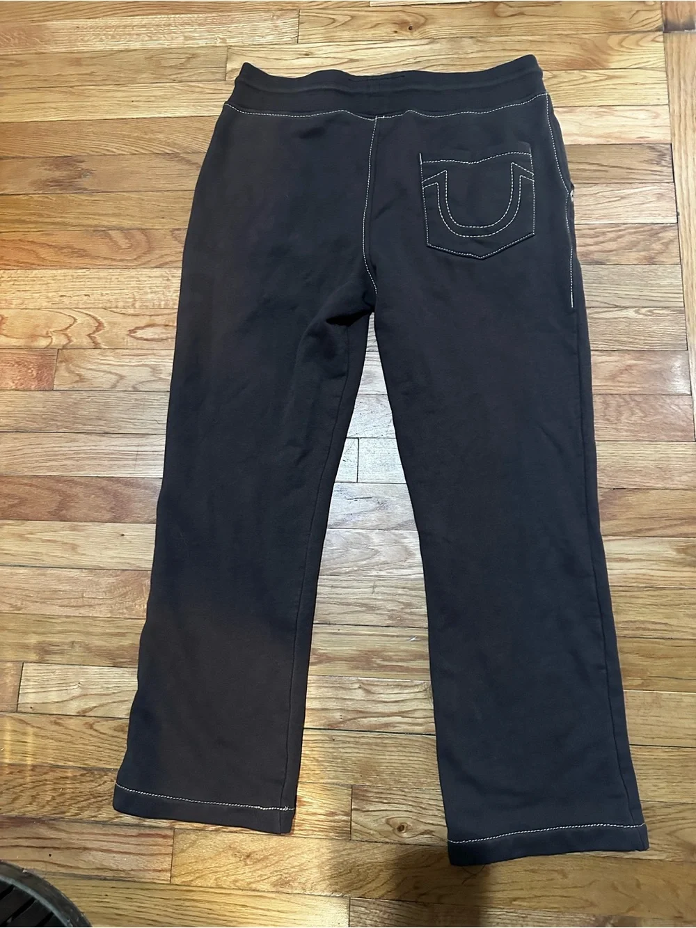True Religion Men’s Brown Sweatpants Straight Leg Drawstring Travel Comfort Med